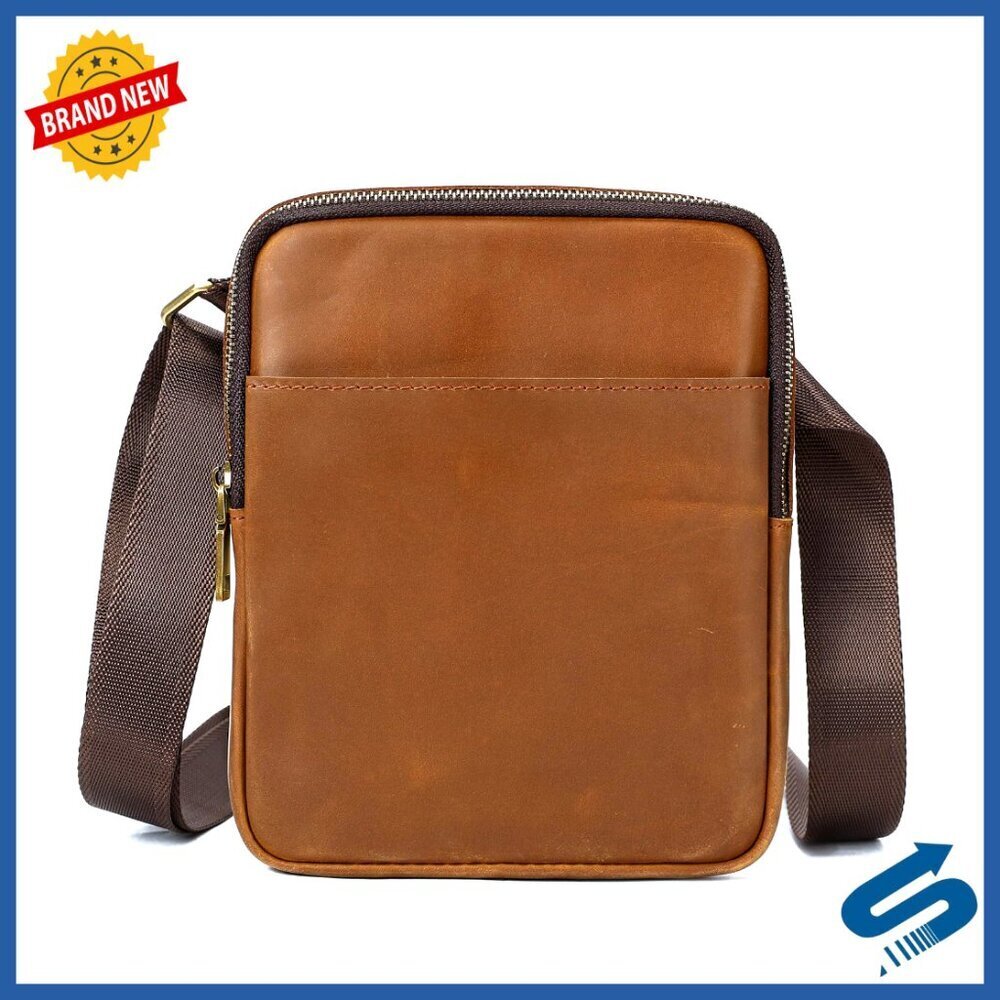 Genuine Leather Messenger Bag Slim Minimal Classic Men's Shoulder Bag